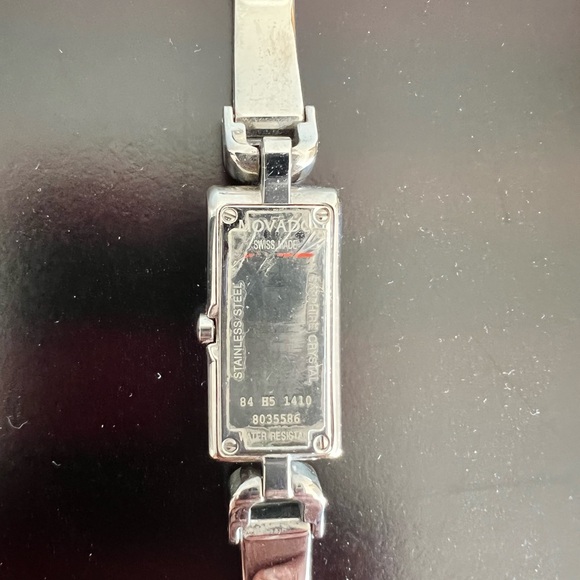 Movado Ladies Rectangle Silver Dial Stainless Steel Bracelet Watch - Picture 3 of 3